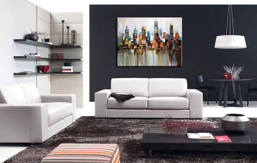 Stadsgezicht modern schilderij 120x90cm - Afbeelding 4