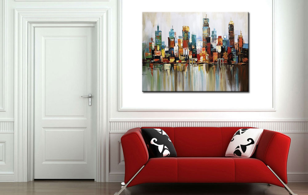 Stadsgezicht modern schilderij 120x90cm - Afbeelding 2