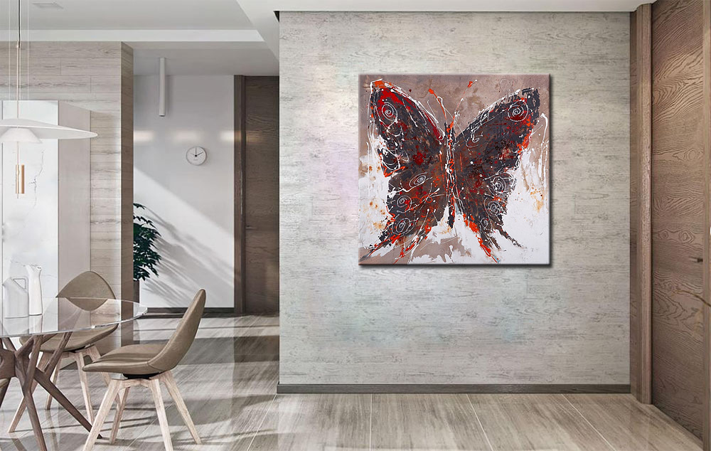 Nachtvlinder modern schilderij - Afbeelding 2