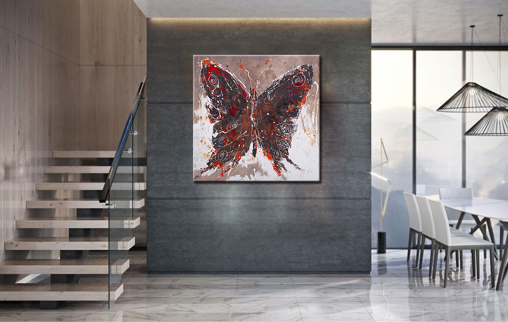 Nachtvlinder modern schilderij - Afbeelding 3