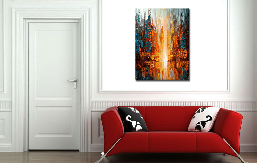 Licht in de stad modern schilderij 90x120cm - Afbeelding 2