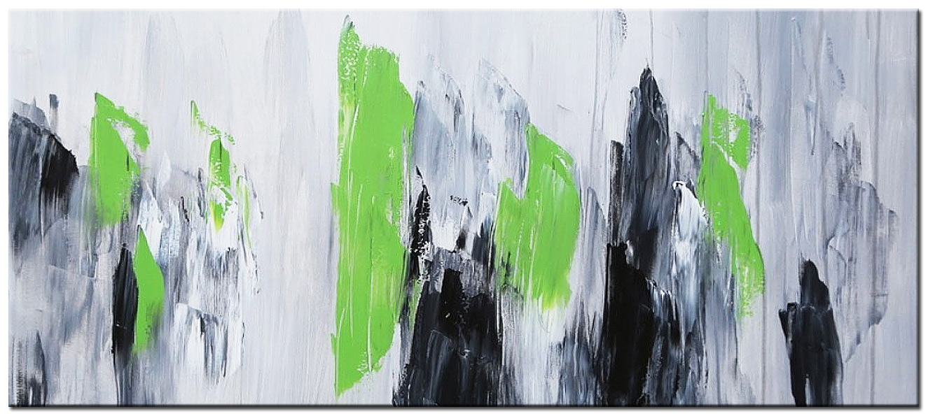 Abstract schilderij Echo van groen en grijs 160x70cm