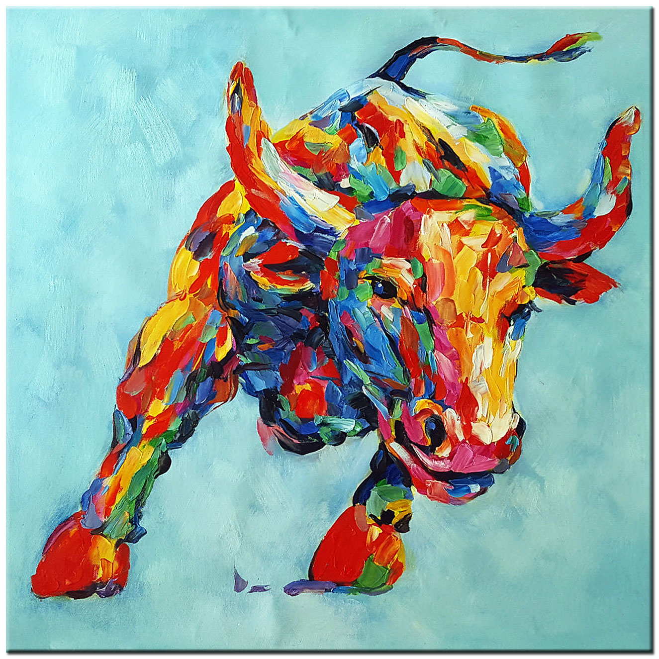 Stier Kleurrijk modern schilderij