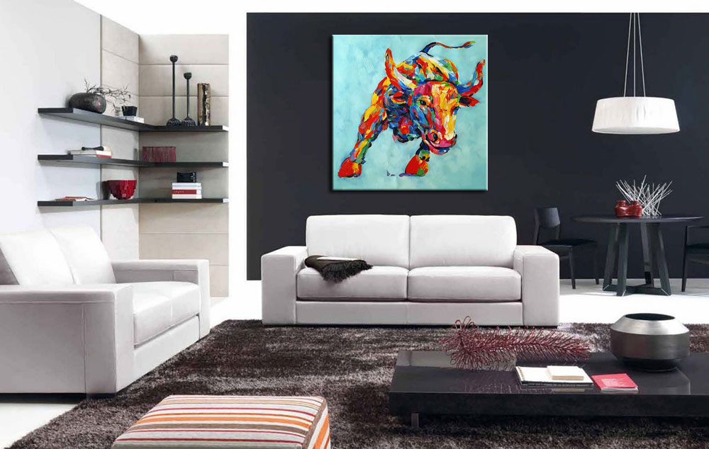 Stier Kleurrijk modern schilderij - Afbeelding 3