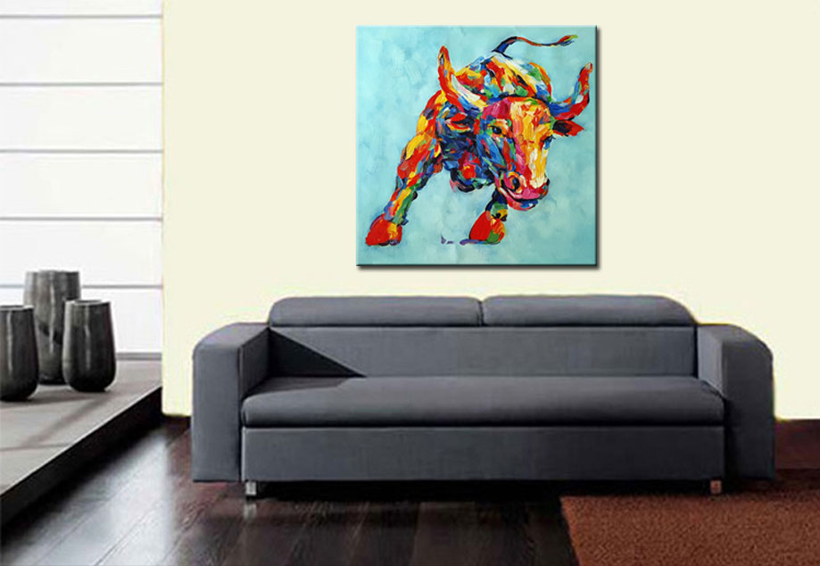 Stier Kleurrijk modern schilderij - Afbeelding 2