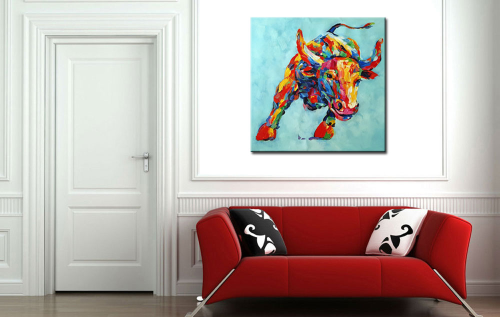 Stier Kleurrijk modern schilderij - Afbeelding 4