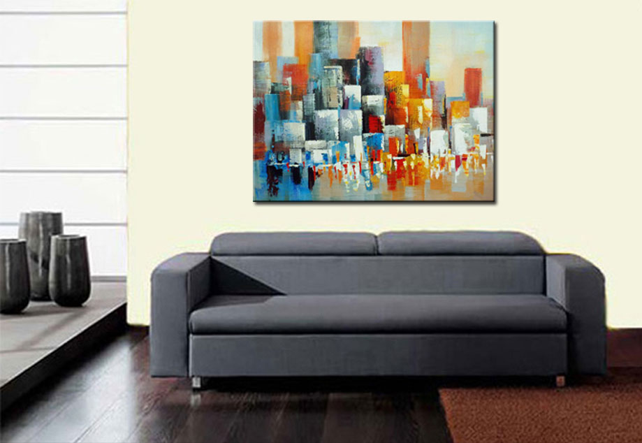 City Blocks modern schilderij 120x90cm - Afbeelding 3