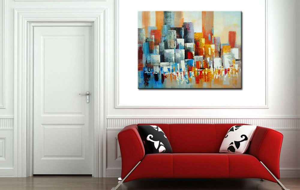 City Blocks modern schilderij 120x90cm - Afbeelding 2