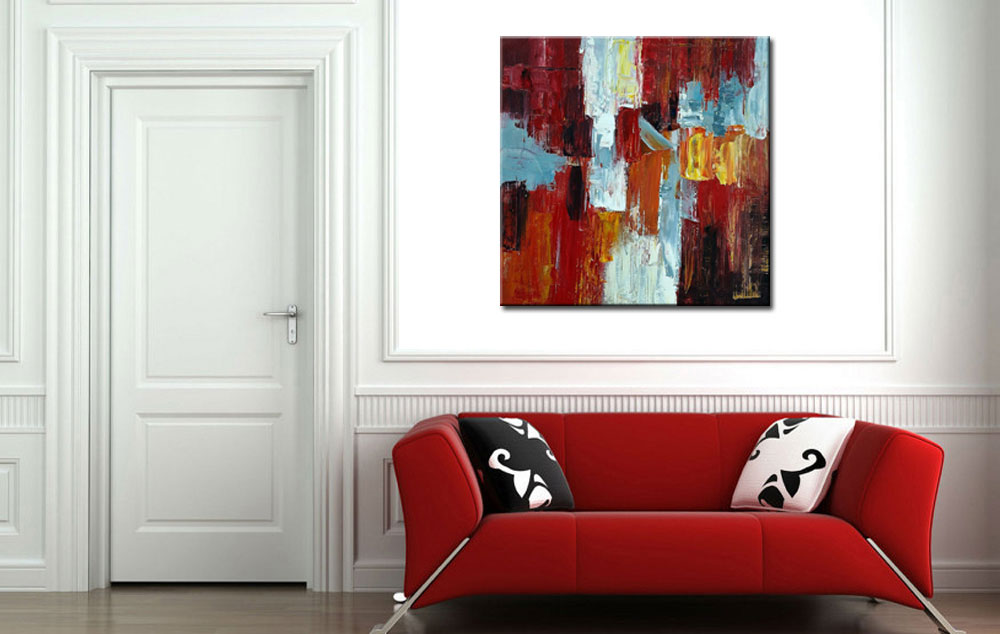 Koudvuur modern abstract schilderij 100x100cm - Afbeelding 3