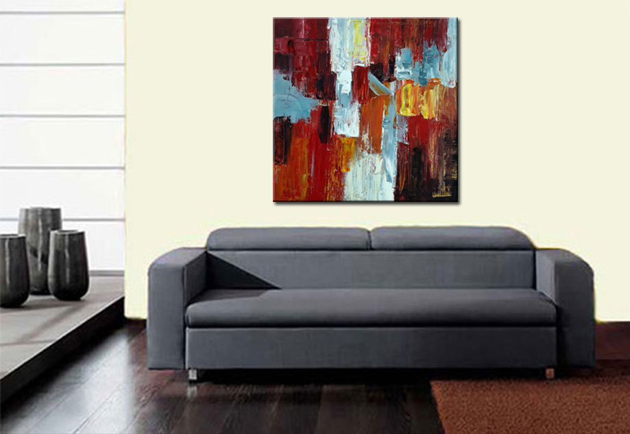 Koudvuur modern abstract schilderij 100x100cm - Afbeelding 2