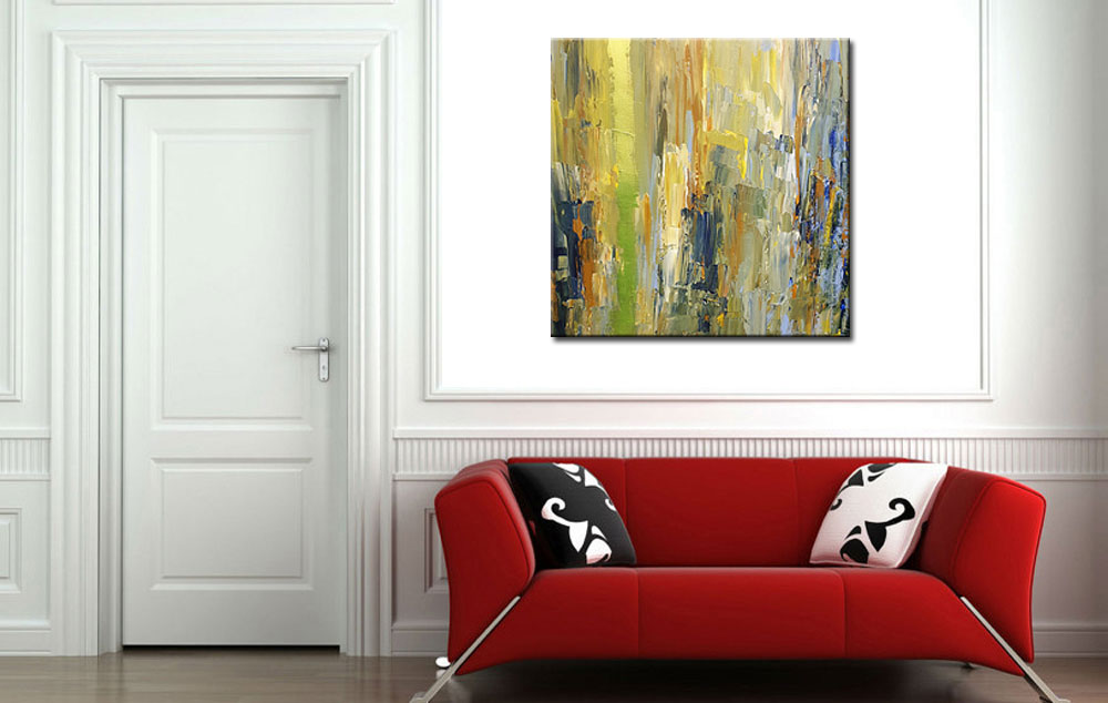 Heat in the Summer abstract modern schilderij 100x100cm - Afbeelding 4