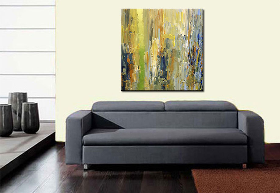 Heat in the Summer abstract modern schilderij 100x100cm - Afbeelding 3