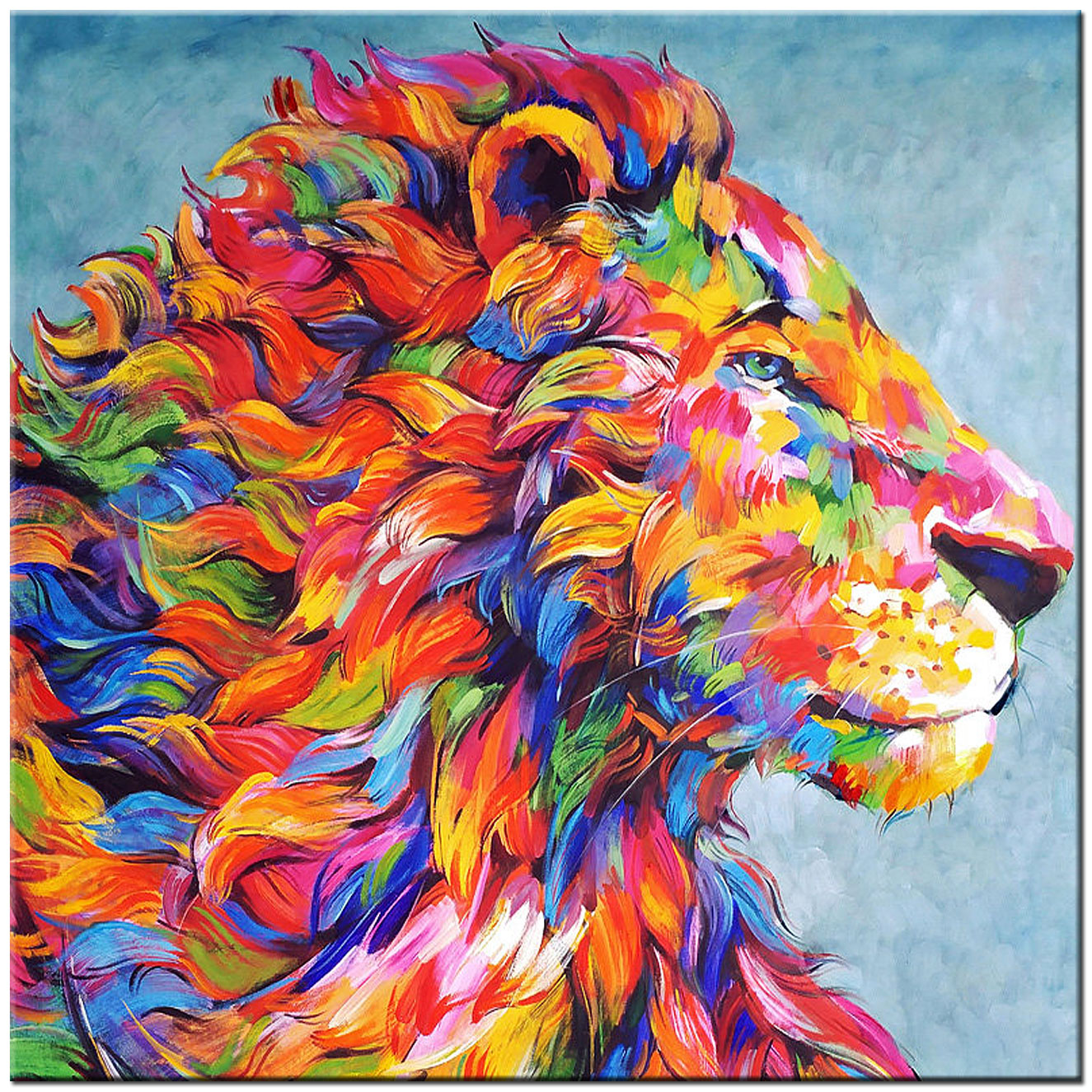 Leeuw Kleurrijk modern schilderij