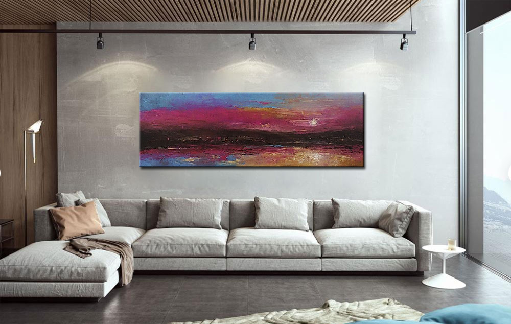 Bij Nacht modern groot schilderij 180x60cm - Afbeelding 2