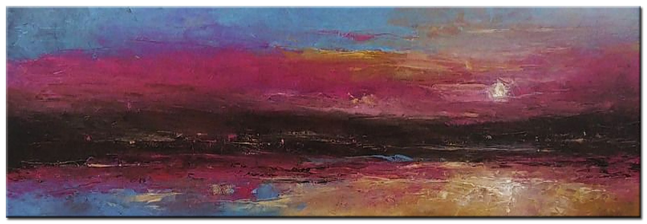 Bij Nacht modern groot schilderij 180x60cm