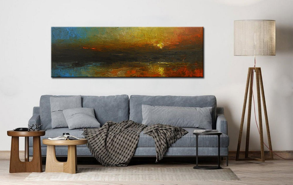 Avondrood modern groot schilderij 180x60cm - Afbeelding 4