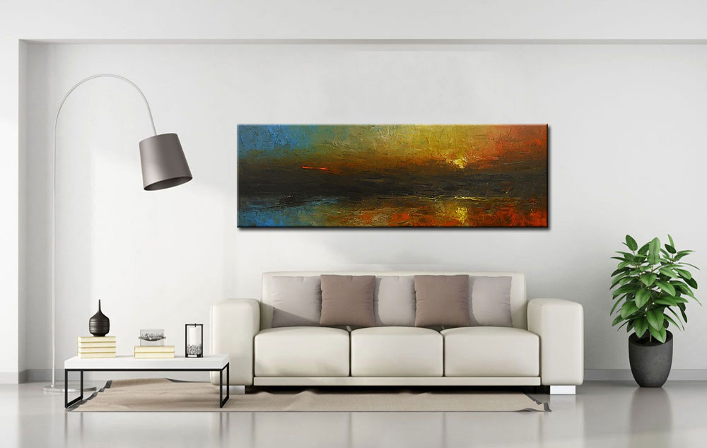 Avondrood modern groot schilderij 180x60cm - Afbeelding 3
