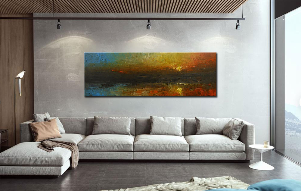 Avondrood modern groot schilderij 180x60cm - Afbeelding 2