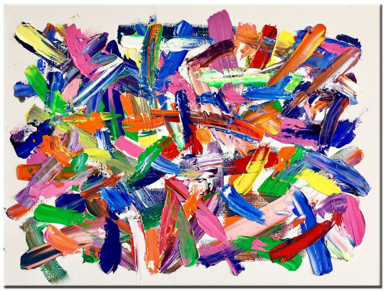Abstract schilderij Kleuren Wirwar handgeschilderd olieverf schilderij met kleurrijke abstracte penseelstreken en dynamische compositie