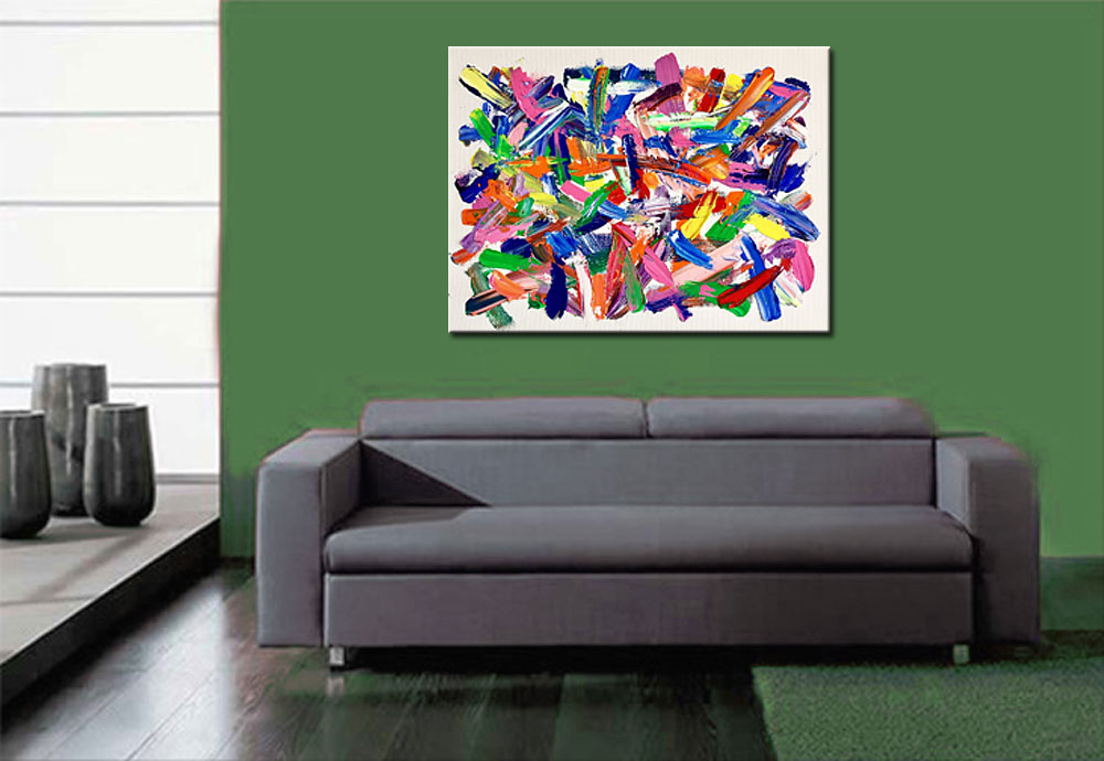 Kleuren Wirwar abstract modern schilderij 120x90cm - Afbeelding 4