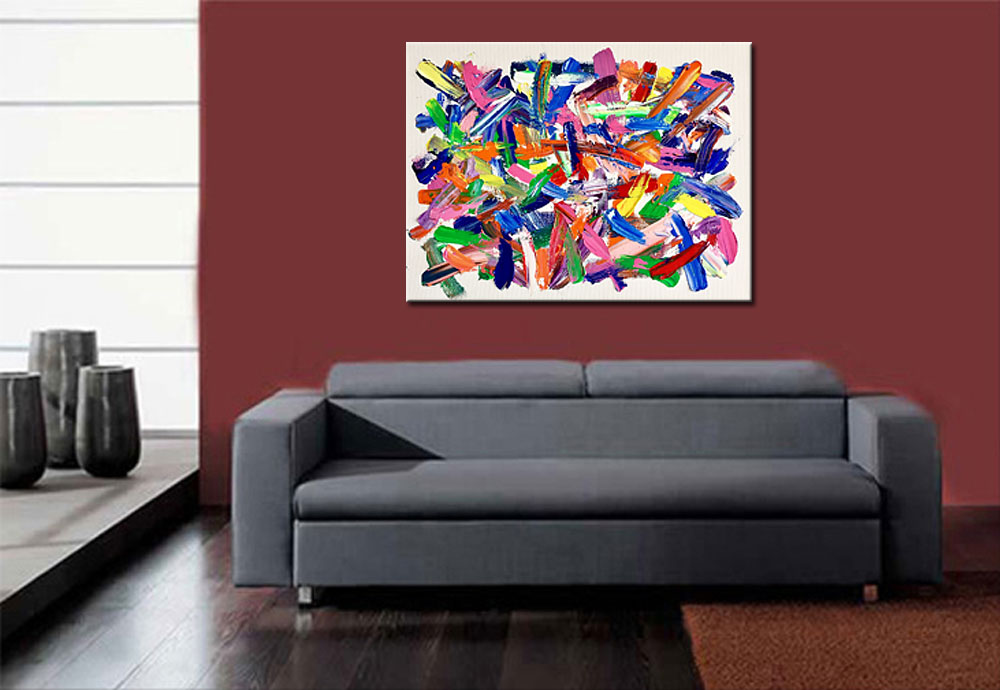 Kleuren Wirwar abstract modern schilderij 120x90cm - Afbeelding 3