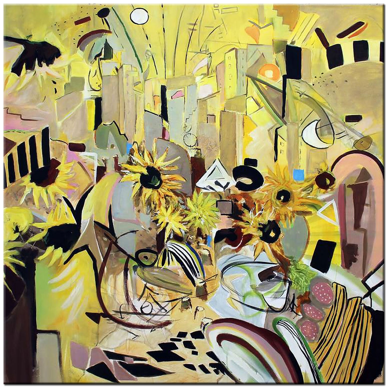 Zomertijd modern abstract schilderij 100x100cm