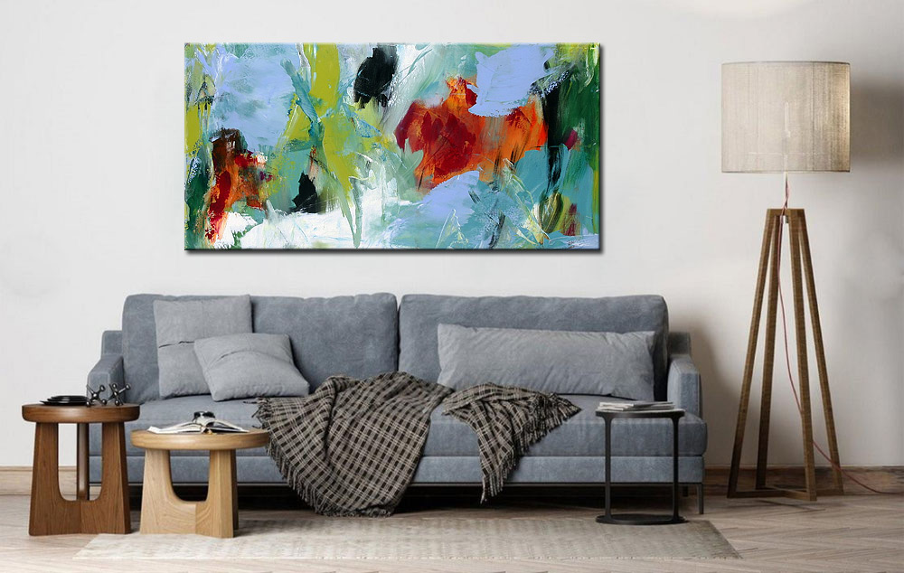 Abstract schilderij Dans van kleur en energie 180x90cm - Afbeelding 4