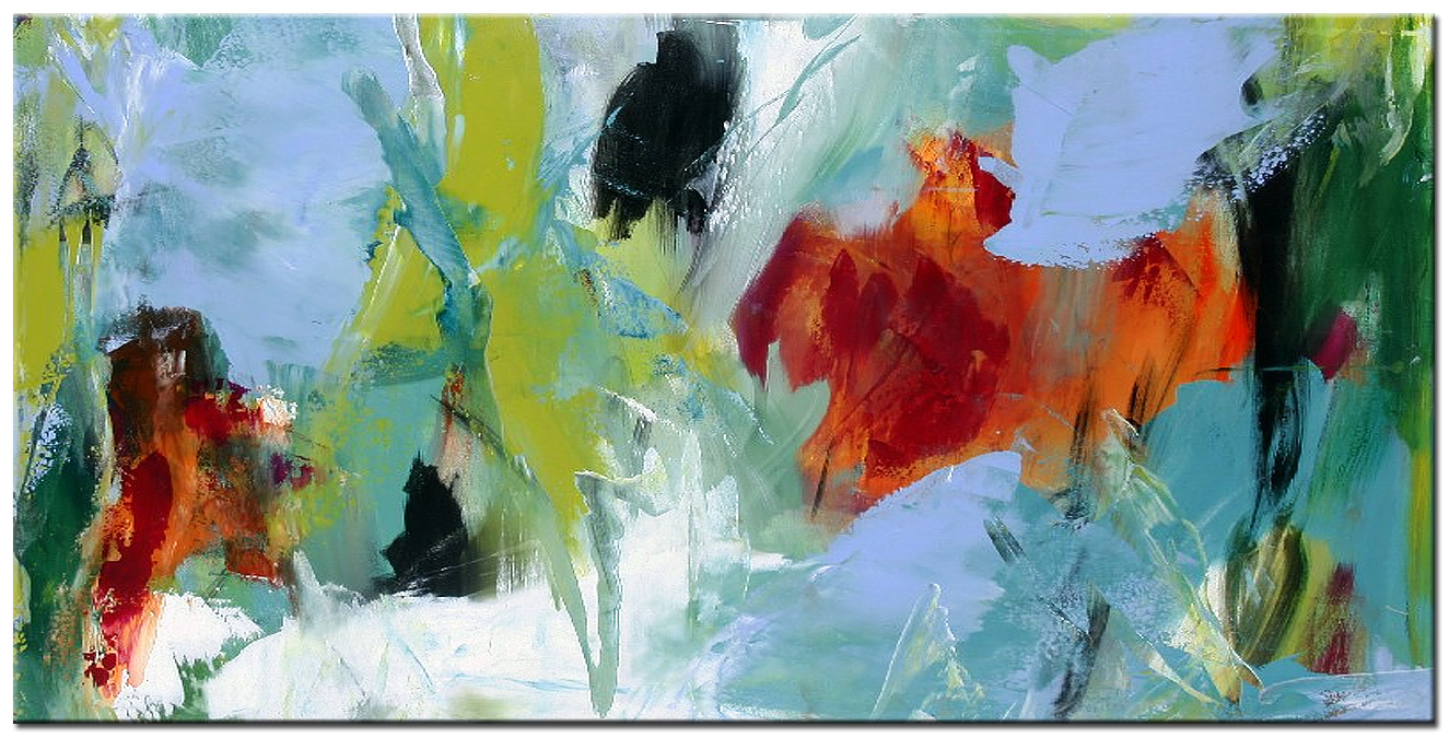 Abstract schilderij Dans van kleur en energie 180x90cm