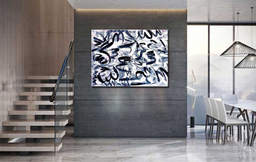 Abstract schilderij De Verwarring 120x90cm - Afbeelding 2