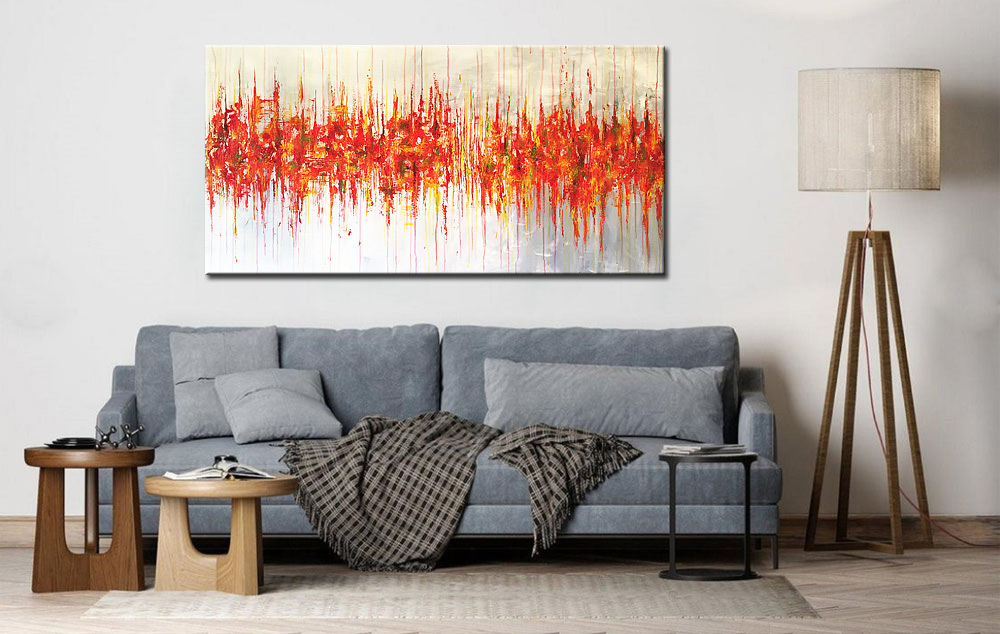 Abstract schilderij Pulse of Flames 180x90cm - Afbeelding 4