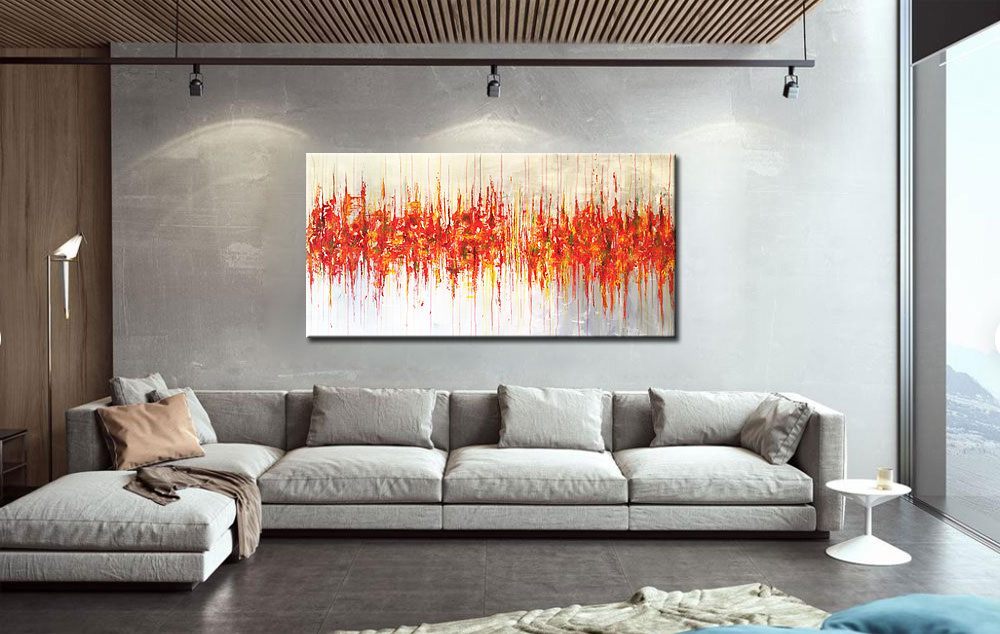 Abstract schilderij Pulse of Flames 180x90cm - Afbeelding 2