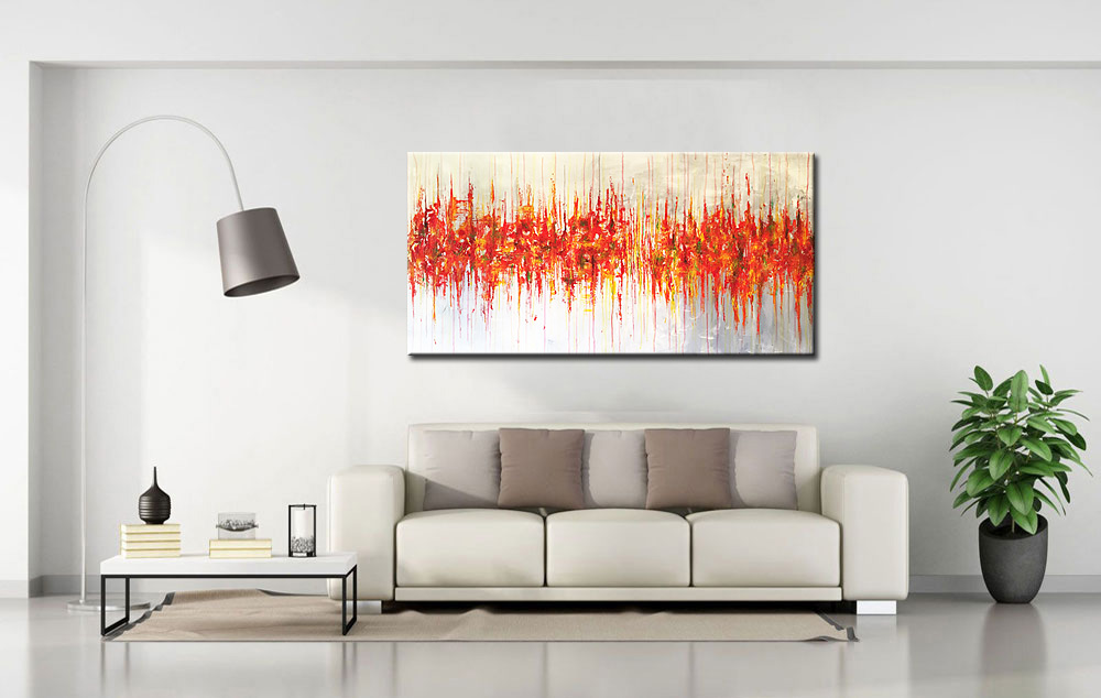 Abstract schilderij Pulse of Flames 180x90cm - Afbeelding 3
