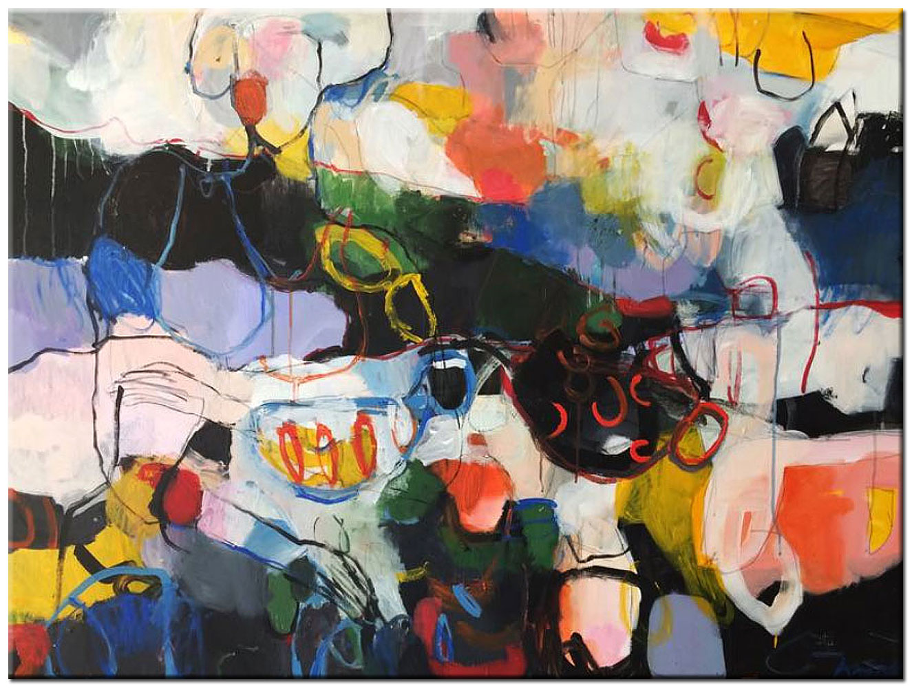 Elly aan Tafel abstract modern schilderij 120x90cm