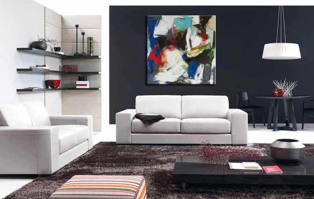 Enterré modern abstract schilderij 100x100cm - Afbeelding 4