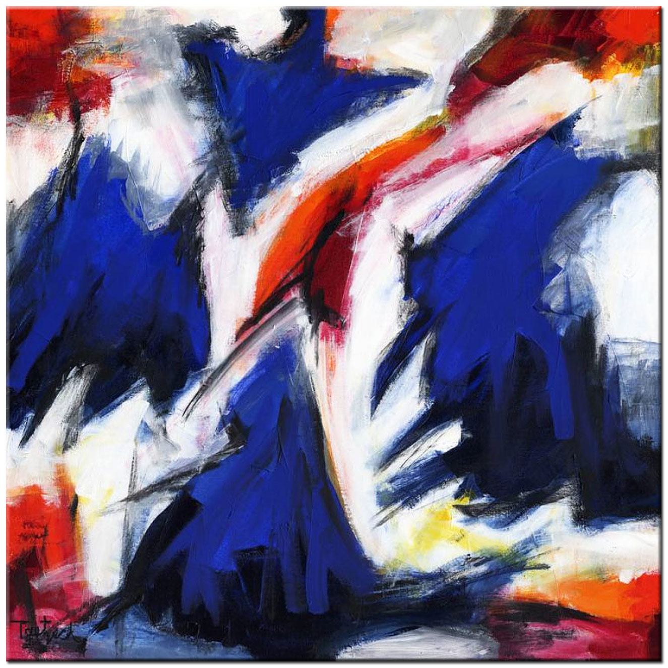 Rood-Wit-Blauw modern abstract schilderij 100x100cm