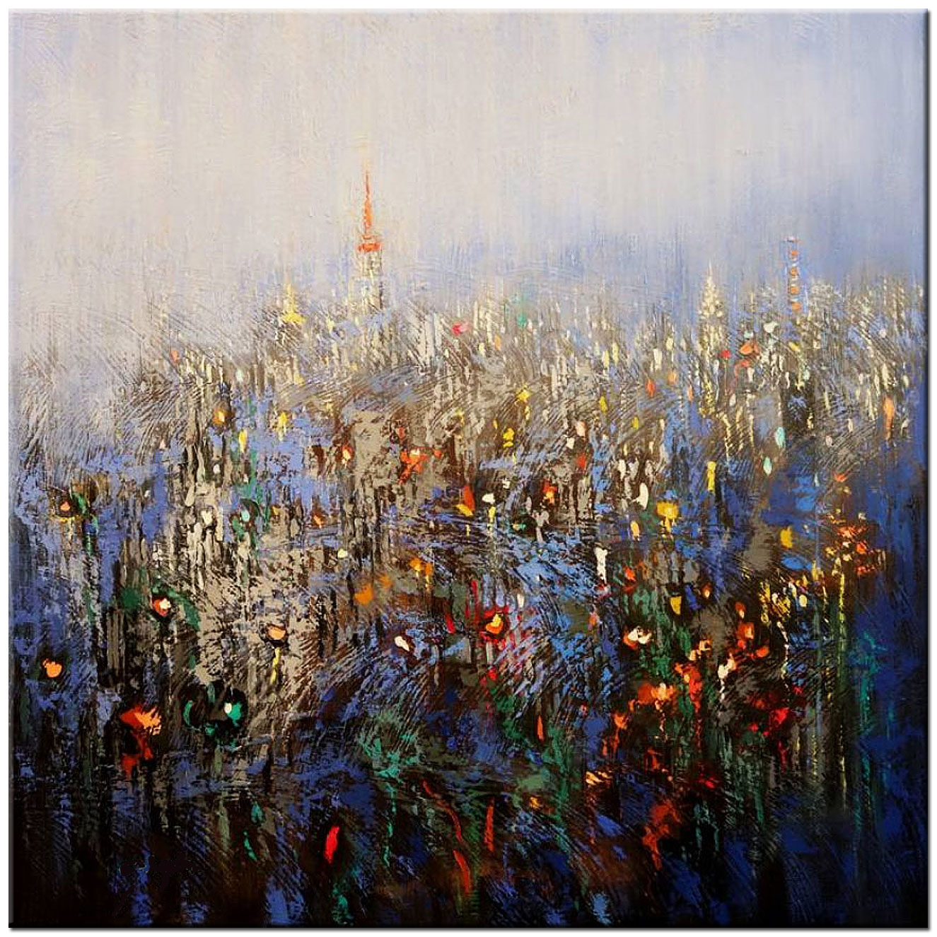 Dorp Bij Nacht modern schilderij