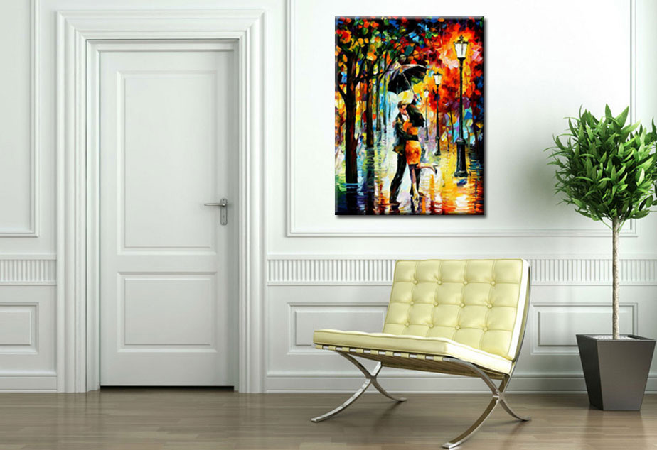 In de Regen kleurrijk schilderij 90x120cm - Afbeelding 3