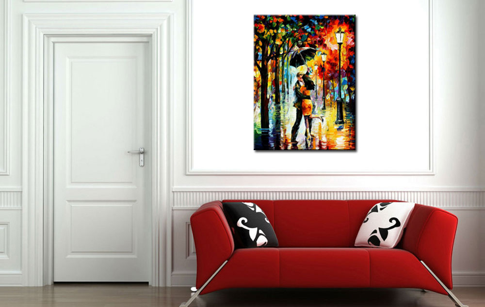 In de Regen kleurrijk schilderij 90x120cm - Afbeelding 2