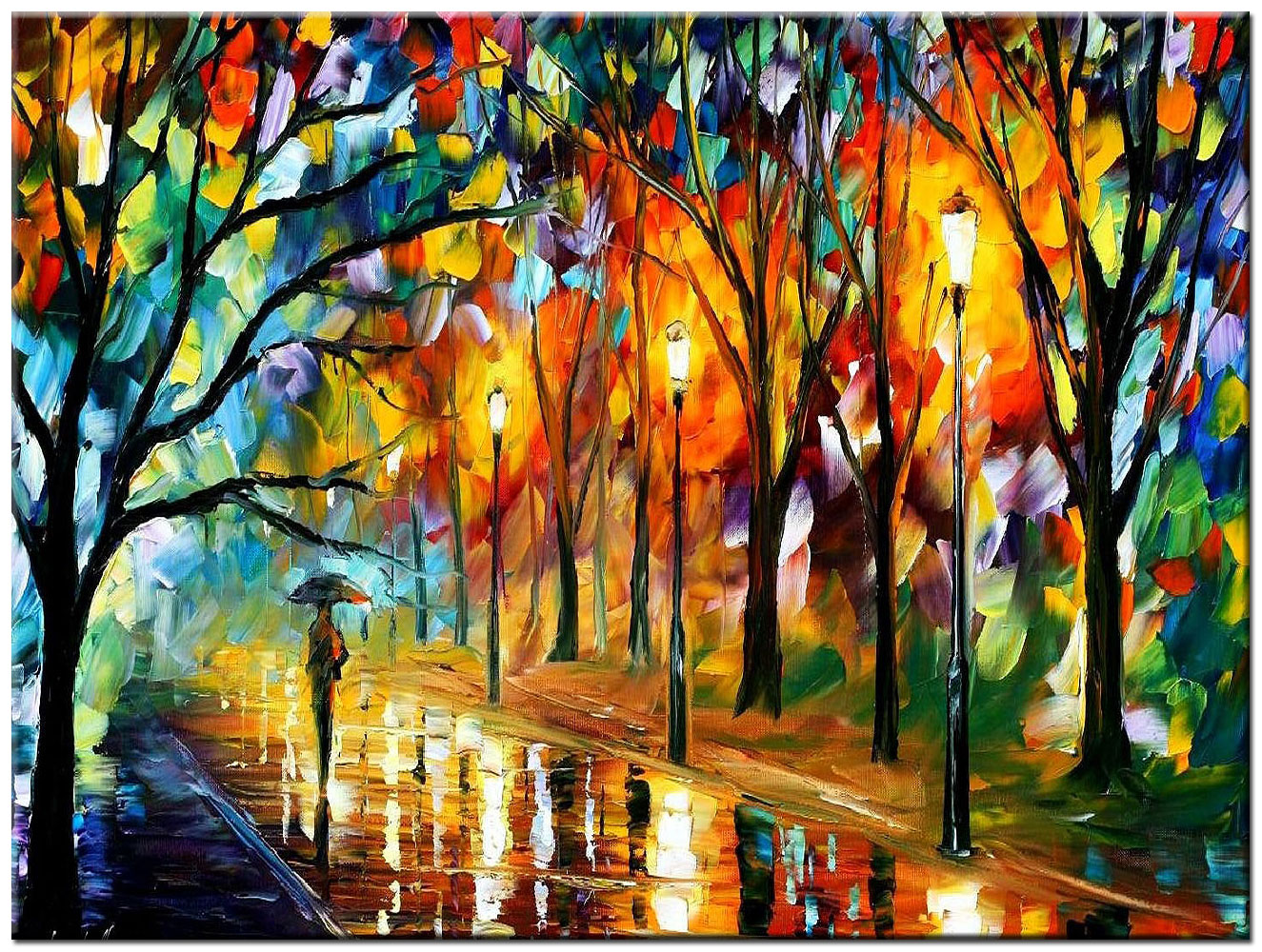 Park by Night modern schilderij 120x90cm