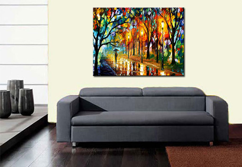 Park by Night modern schilderij 120x90cm - Afbeelding 2