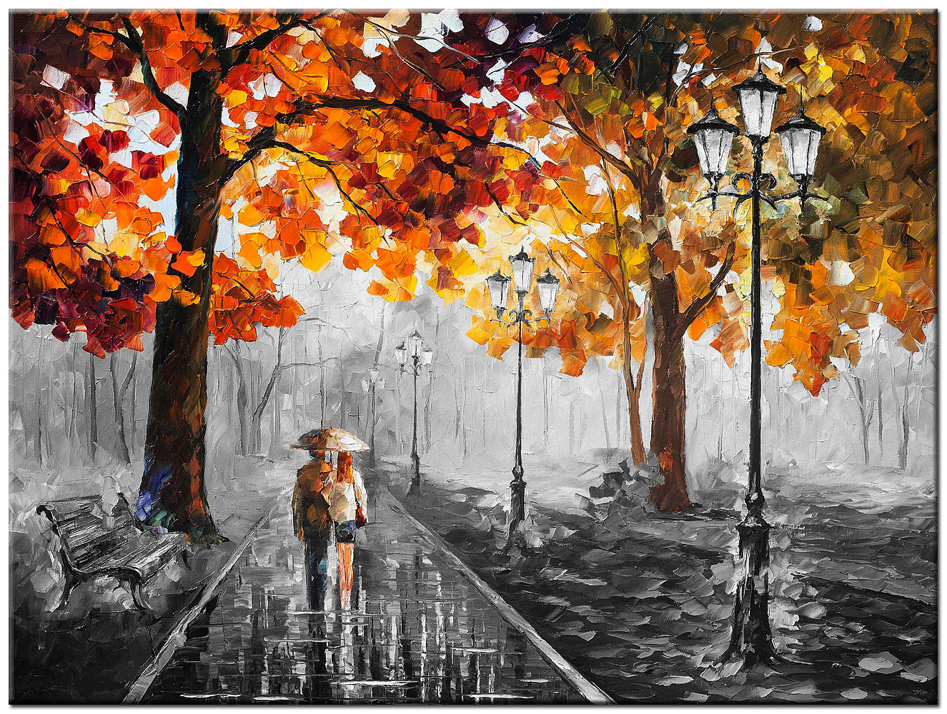 Romantische Wandeling modern schilderij 120x90cm