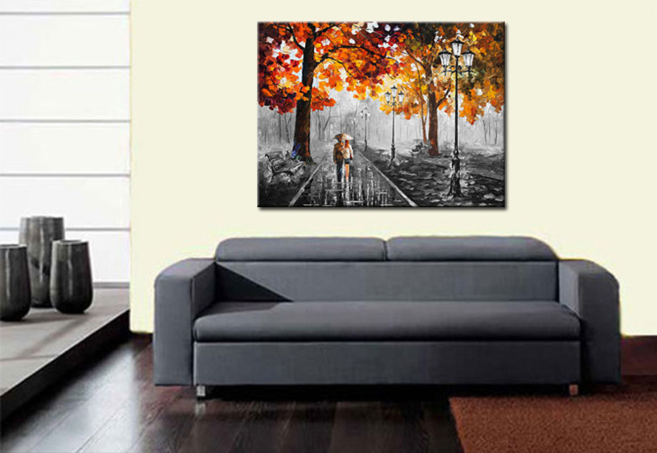Romantische Wandeling modern schilderij 120x90cm - Afbeelding 3