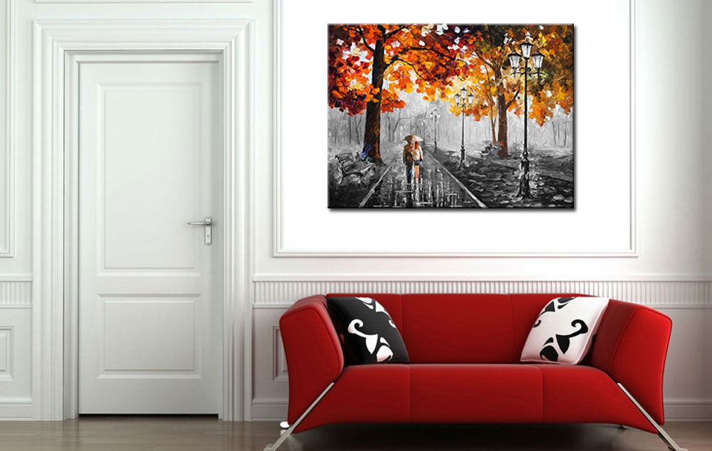 Romantische Wandeling modern schilderij 120x90cm - Afbeelding 2