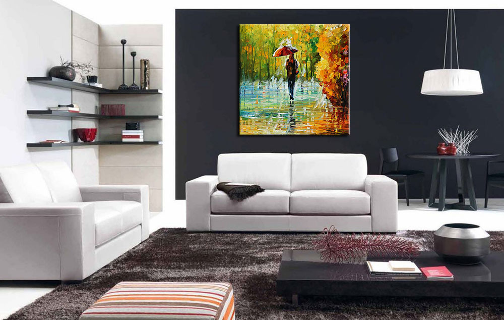 Regenachtige Dag modern schilderij 100x100cm - Afbeelding 4