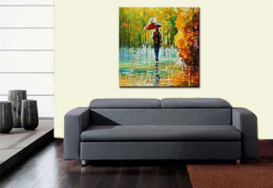 Regenachtige Dag modern schilderij 100x100cm - Afbeelding 3