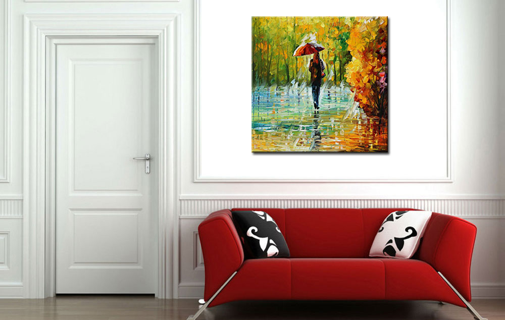 Regenachtige Dag modern schilderij 100x100cm - Afbeelding 2