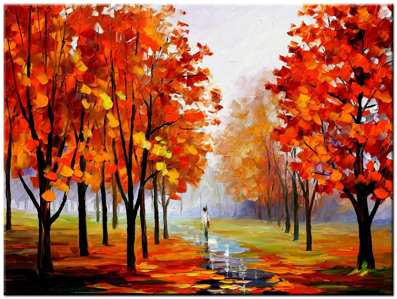 Herfstdag modern schilderij 120x90cm