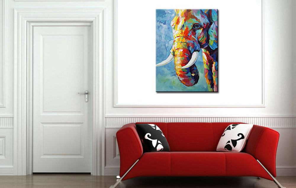 Kleurenkracht Olifant modern schilderij 90x120cm - Afbeelding 4