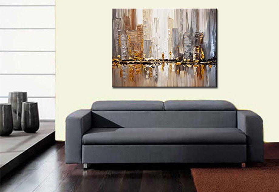 Golden City modern schilderij 120x90cm - Afbeelding 3