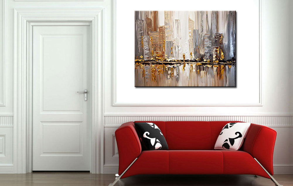 Golden City modern schilderij 120x90cm - Afbeelding 2